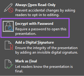 encrypt-with-password-powerpoint-windows كيفية إضافة كلمة مرور إلى عرض تقديمي من Microsoft PowerPoint على Windows و Mac