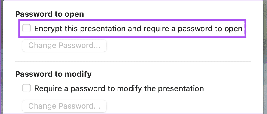 encyrpt-presentation-with-password-mac كيفية إضافة كلمة مرور إلى عرض تقديمي من Microsoft PowerPoint على Windows و Mac