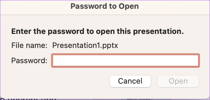 enter-password-to-open-ppt-mac كيفية إضافة كلمة مرور إلى عرض تقديمي من Microsoft PowerPoint على Windows و Mac
