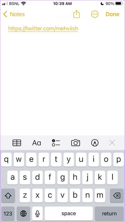 iPhone-Notes-App-Twitter-Link كيفية نسخ أو مشاركة ملف تعريف Twitter ورابط Tweet باستخدام أي جهاز
