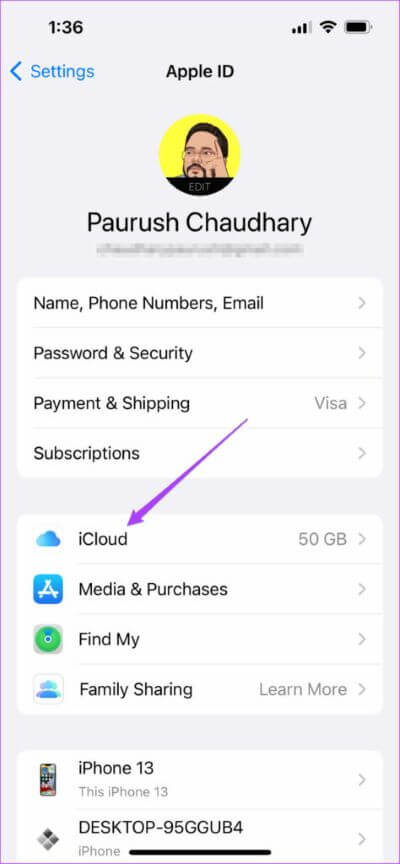 icloud-settings-iphone-474x1024-1 أفضل 6 إصلاحات لعدم مزامنة قوائم تشغيل Apple Music بين Mac و iPhone