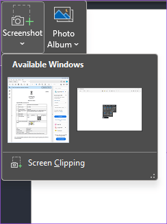 insert-screenshot-available-windows-powerpoint أفضل 4 طرق لإدراج ملف PDF في Microsoft PowerPoint على Windows 11