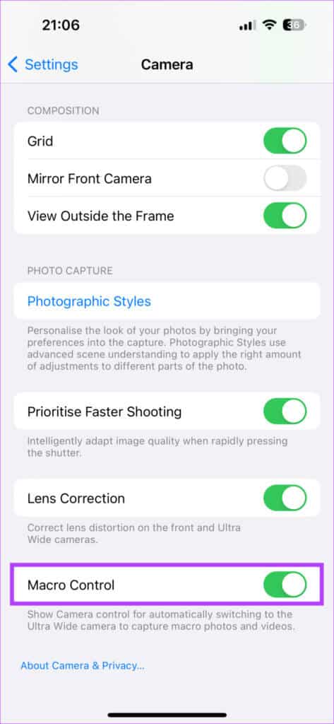 iphone-macro-mode-2-473x1024-1 كيفية منع كاميرا iPhone من التبديل تلقائيًا إلى وضع الماكرو