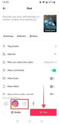 link-tiktok-instagram-post-screen-view-189x400.jpg كيفية ربط حساب TikTok بـ Instagram