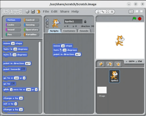 linux apps kids 04 scratch basic screen 506x400.png - Best Linux software for kids: apps, distributions, and games