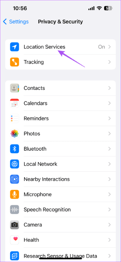 location-services-settings-iphone-474x1024-1 أفضل 6 إصلاحات لـ "التعيين تلقائيًا" للتاريخ والوقت غير نشط وباللون الرمادي على iPhone