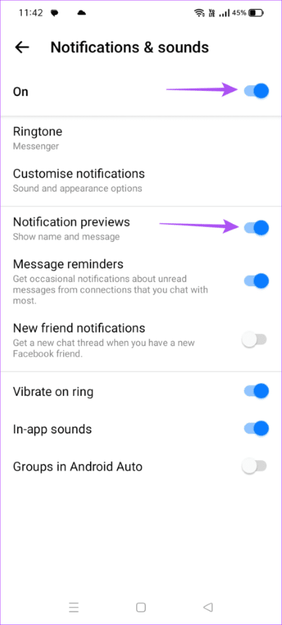 notification-settings-messenger-android-462x1024-1 أفضل 7 إصلاحات لعدم رنين مكالمات Facebook Messenger على Android