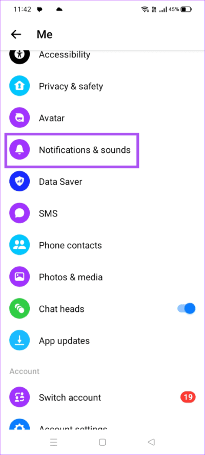 notifications-and-sounds-profile-settings-messenger-android-462x1024-1 أفضل 7 إصلاحات لعدم رنين مكالمات Facebook Messenger على Android