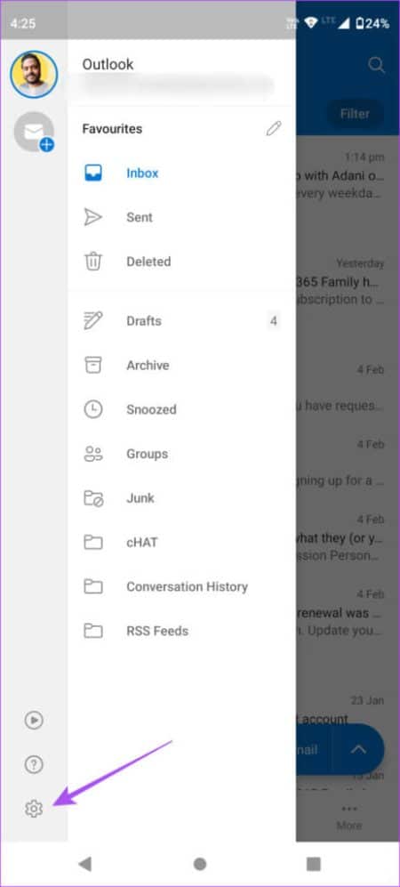 outlook-settings-android-462x1024-1-e1676757874720 أفضل 9 إصلاحات لعدم مزامنة تطبيق Outlook على Android