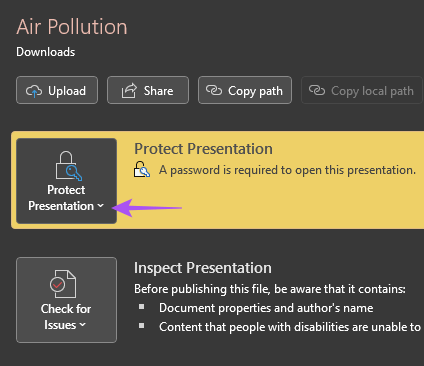 password-protect-powerpoint-windows كيفية إضافة كلمة مرور إلى عرض تقديمي من Microsoft PowerPoint على Windows و Mac