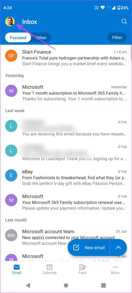 profile-icon-outlook-app-android-462x1024-1-e1676757849759 أفضل 9 إصلاحات لعدم مزامنة تطبيق Outlook على Android