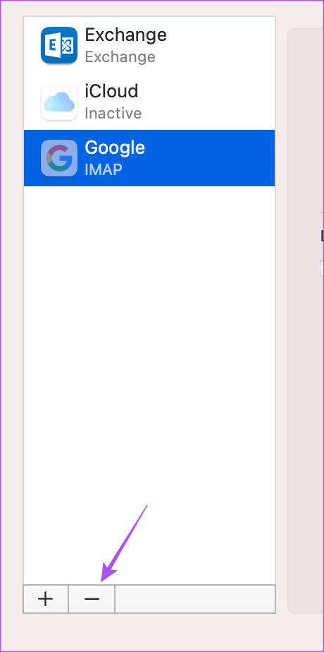 remove-google-account-from-mac- أفضل 7 إصلاحات لعدم مزامنة Apple Mail مع Gmail على Mac
