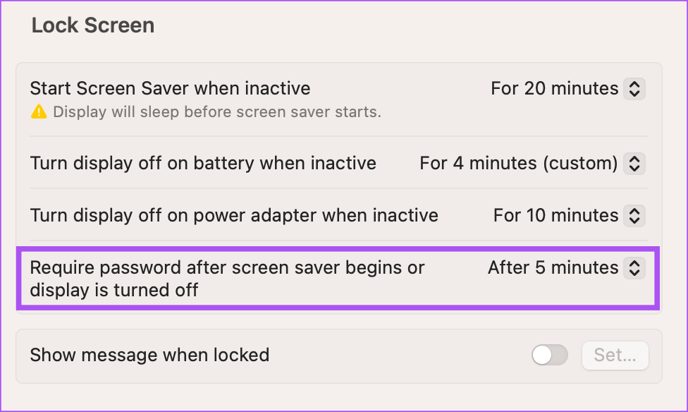 require-password-after-screen-saver-lock-screen-settings-mac أفضل 7 إصلاحات لعدم طلب نظام التشغيل Mac كلمة مرور بعد الاستيقاظ من النوم