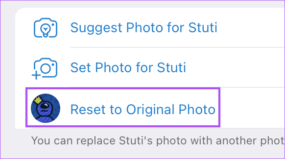 reset-to-original-photo-telegram-iphone-1 كيفية تعيين صورة ملف تعريف مخصصة لجهات الاتصال على Telegram على سطح المكتب والجوال