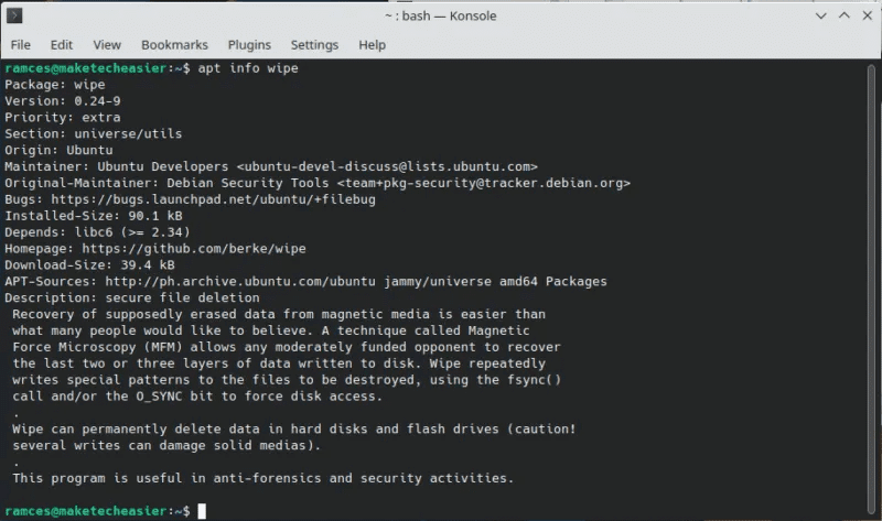 secure-delete-files-linux-08-wipe-program-info-800x473.png 8 طرق لكيفية حذف الملفات بأمان في Linux