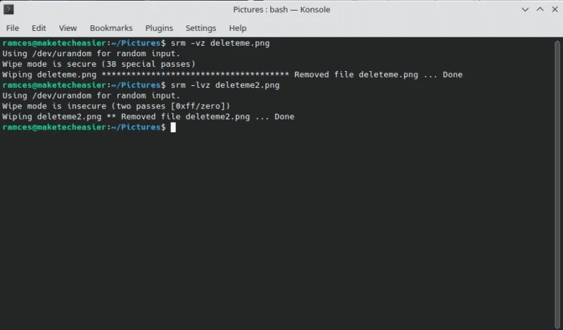secure-delete-files-linux-11-secure-delete-sample-command-800x469.png 8 طرق لكيفية حذف الملفات بأمان في Linux