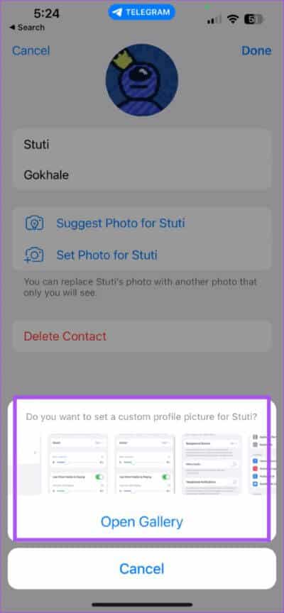 set-custom-profile-photo-for-telegram-contact-iphone-474x1024-1 كيفية تعيين صورة ملف تعريف مخصصة لجهات الاتصال على Telegram على سطح المكتب والجوال