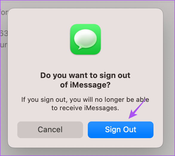 sign-out-of-imessage-mac أفضل 6 إصلاحات لعدم عمل ردود الفعل على الرسائل لـ iMessages على Mac