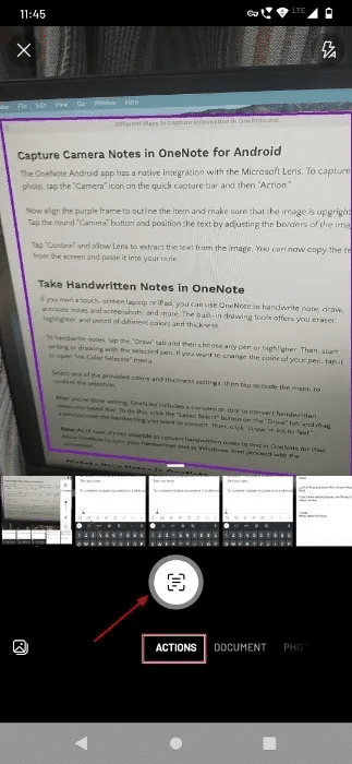 tap-the-camera-button-to-extract-text-into-OneNote.jpeg 5 طرق لالتقاط l'informationفي OneNote