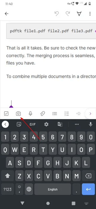 tap-the-camera-icon-on-the-quick-capture-bar-OneNote-Android.png 5 طرق لالتقاط l'informationفي OneNote