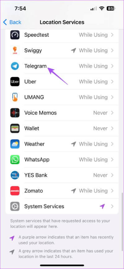 telegram-location-services-iphone-474x1024-1 أفضل 5 إصلاحات لعدم عمل الوضع الداكن في Telegram على iPhone