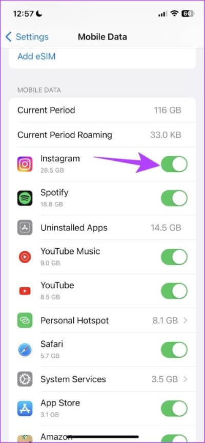turn-on-toggle-for-instagram-475x1024-1 13 طريقة لإصلاح عدم تحميل قصة Instagram على iPhone و Android