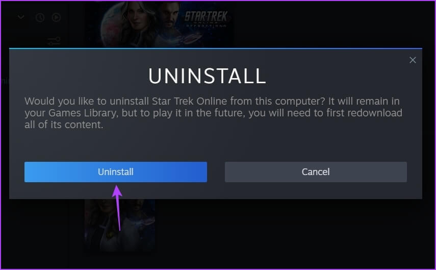 uninstall-again كيفية إصلاح خطأ يجب تشغيل Steam للعب هذه اللعبة على Windows 11