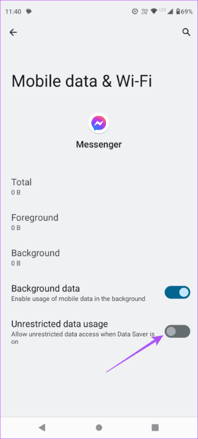 unrestricted-data-usage-messenger-android-462x1024-1 أفضل 7 إصلاحات لعدم رنين مكالمات Facebook Messenger على Android