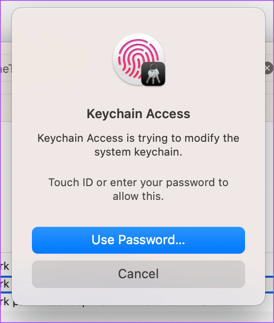 use-touch-id-to-remove-wifi-network-keychain-access-mac أفضل 3 طرق لنسيان شبكة Wi-Fi على جهاز Mac