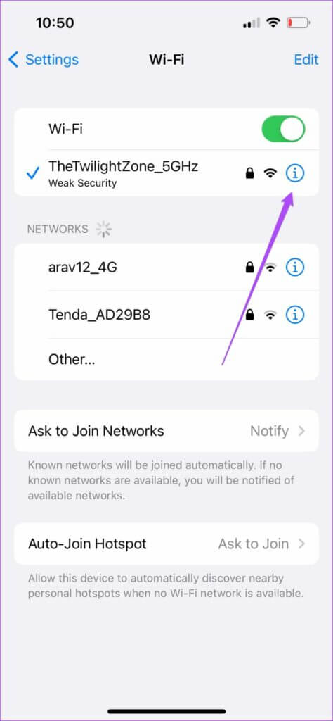 wifi-network-settings-iphone-474x1024-2 أفضل 7 إصلاحات لعدم عمل تطبيق IMDb على iPhone