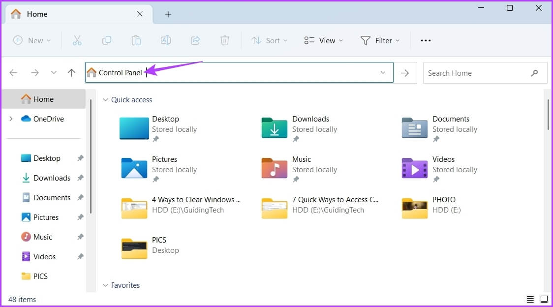 Address-Bar-1 7 طرق سريعة للوصول إلى لوحة التحكم على Windows 11