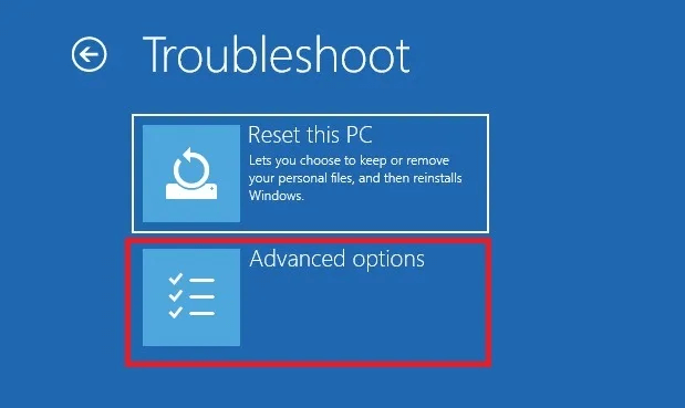 Advanced-options-in-Recovery-mode..jpg كيفية إصلاح شاشة الموت السوداء في Windows