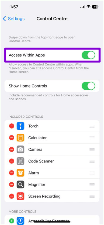 Allow-Control-Center-Access-Within-Apps-474x1024-1 أفضل 7 طرق لإصلاح عدم عمل مركز التحكم على iPhone