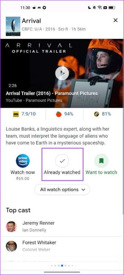 Already-Watched كيفية إضافة الأفلام والعروض إلى قائمة Google Watchlist