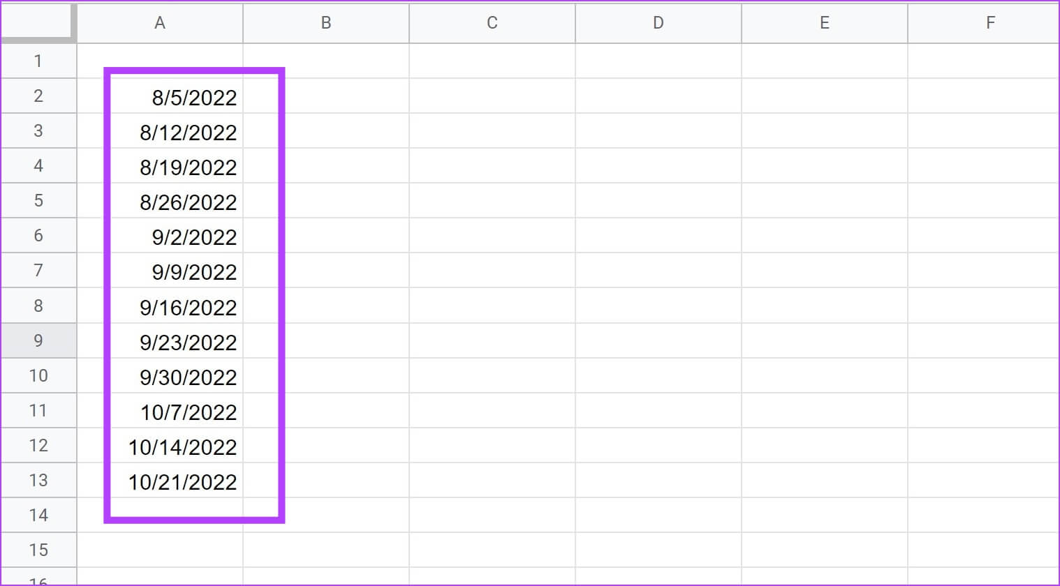 Autofilled-With-Weeks 3 طرق سهلة لإضافة التواريخ تلقائيًا في Google Sheets