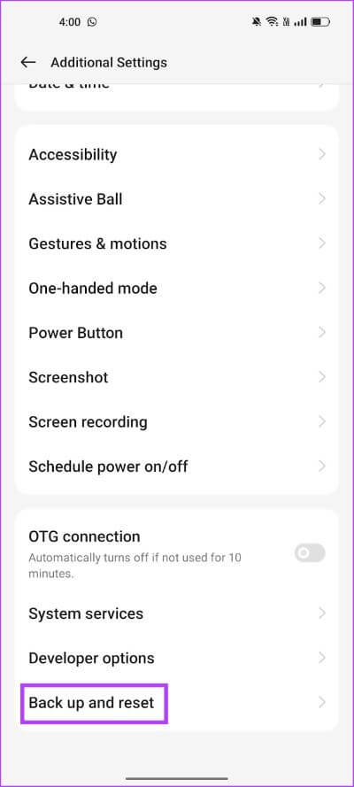 Back-up-and-reset كيفية تمكين خيارات المطور على أجهزة Android