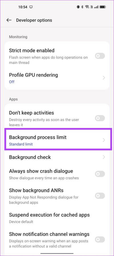 Background-Process-Limit كيفية تمكين أو تعطيل التشغيل التلقائي لتطبيقات Android