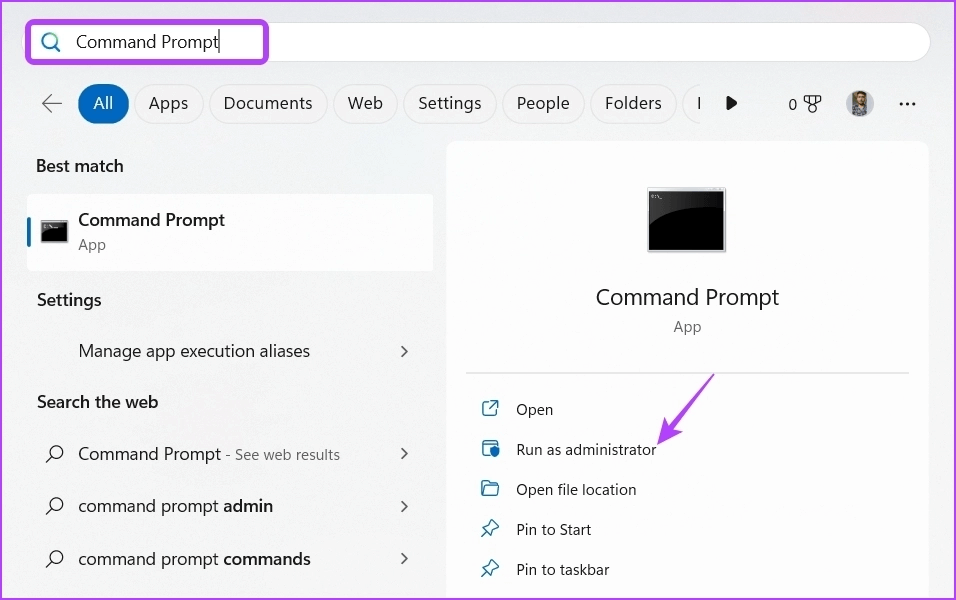 CMD-in-Start-Menu 5 طرق سريعة لإلغاء تثبيت البرامج على Windows 11