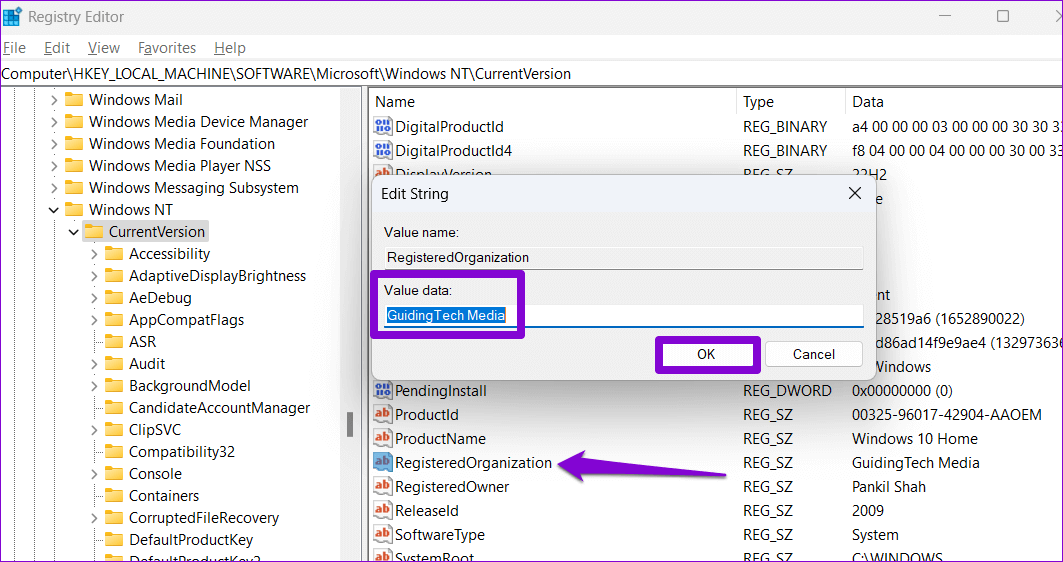 Change-Registered-Organization-Name-in-Windows-11 كيفية التحقق من أو تغيير اسم المالك والمؤسسة المسجلين في Windows 11