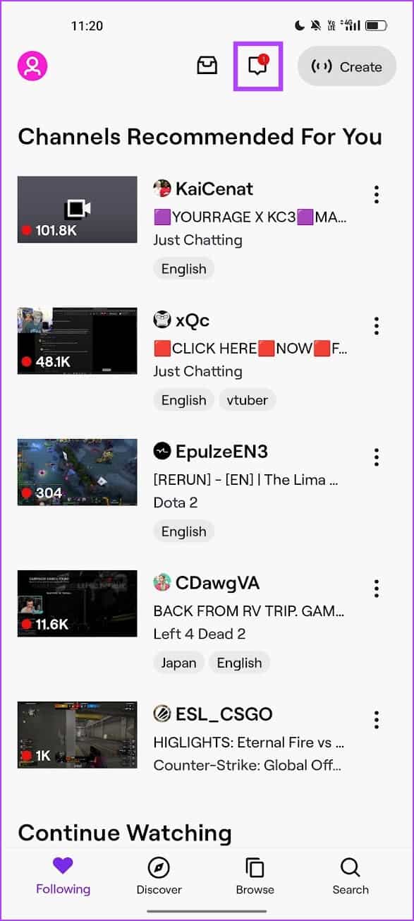 Check-Whisper-Mobile-App كيفية الهمس Whisper على Twitch لإرسال رسائل خاصة