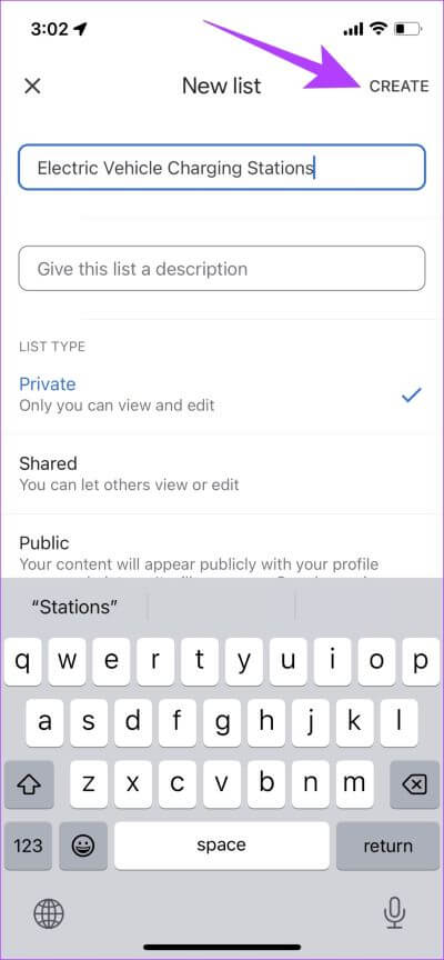 Create-a-List-1 كيفية البحث عن محطات شحن السيارات الكهربائية على Google Maps على Android و iPhone