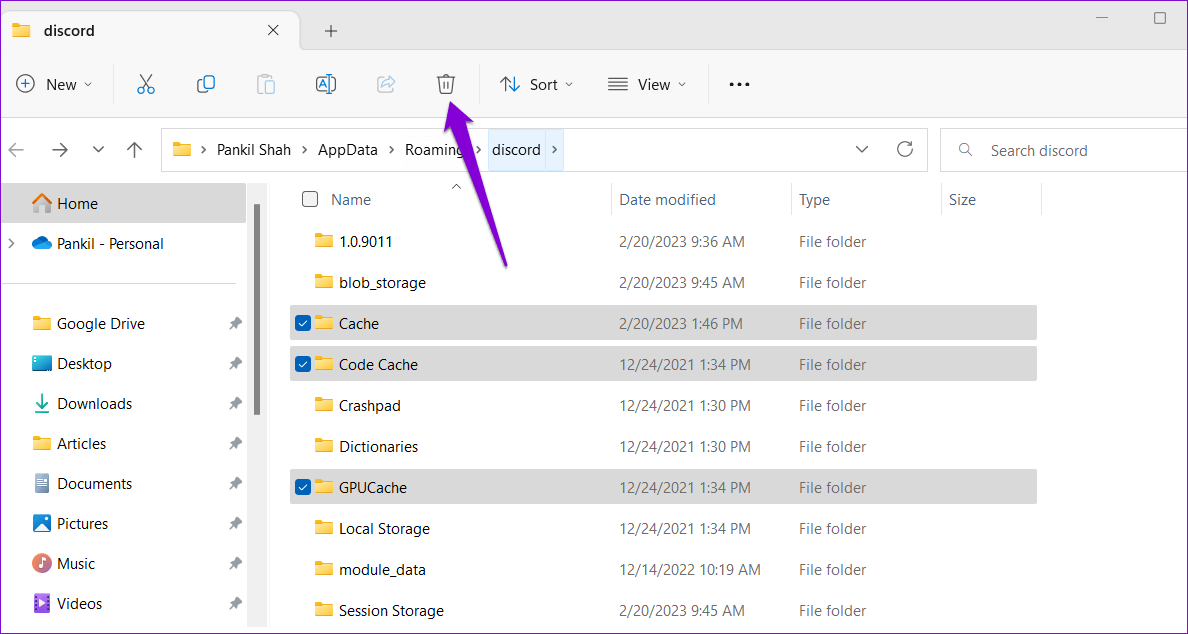 Delete-Discord-Cache أفضل 7 طرق لإصلاح عدم عمل بحث Discord على Windows