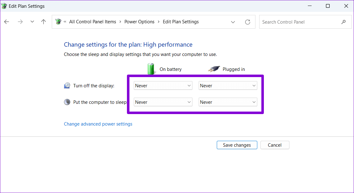 Disable-Sleep-on-Windows-11 أفضل 6 طرق لإصلاح ظهور نسبة البطارية بشكل خاطئ على الكمبيوتر المحمول Windows 11
