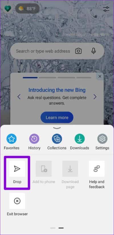 Drop-Feature-in-Microsoft-Edge-Mobile-500x1024-1 كيفية استخدام ميزة Drop على Microsoft Edge لمشاركة الملفات بين الأجهزة