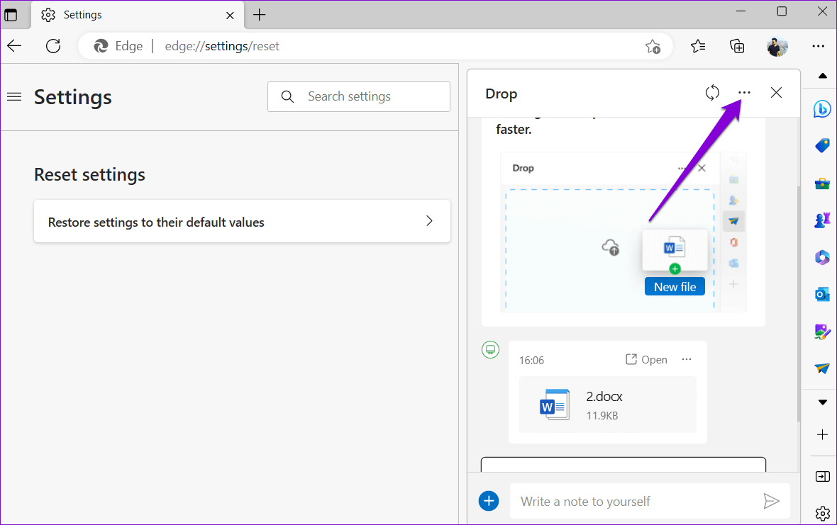 Drop-Panel-in-Microsoft-Edge كيفية استخدام ميزة Drop على Microsoft Edge لمشاركة الملفات بين الأجهزة