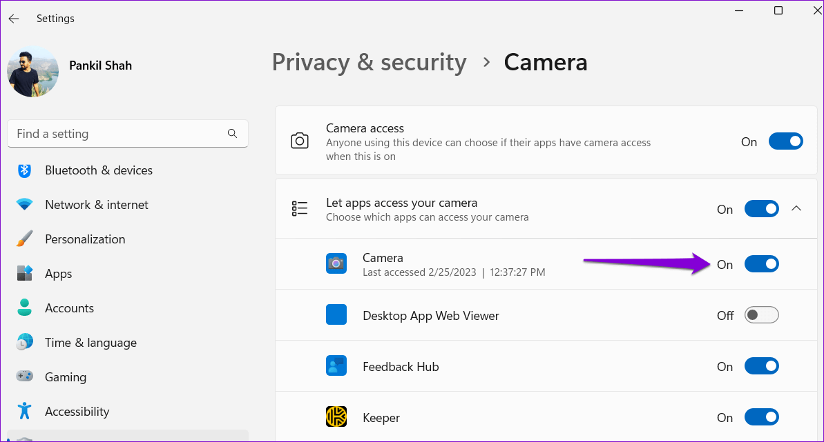 Enable-Camera-Permission-for-Apps أفضل 7 طرق لإصلاح خطأ جميع الكاميرات محجوزة في Windows 11