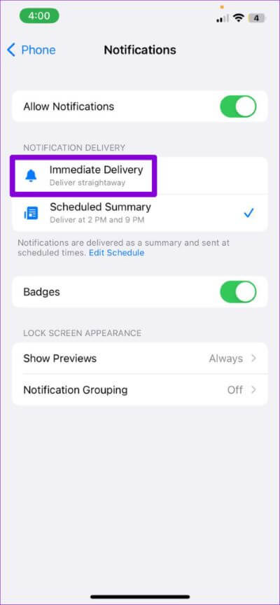 Enable-Immidiate-Delivery-for-Phone-App-Notifications-on-iPhone-474x1024-1 كيفية إصلاح عدم ظهور إشعارات المكالمات الفائتة على iPhone