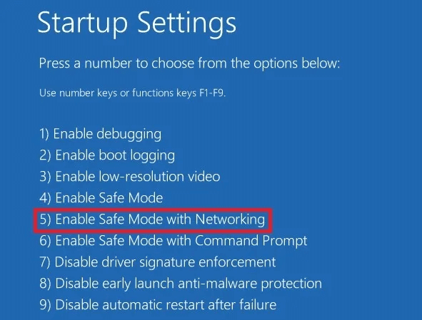 Enabling-Safe-Mode-with-Networking.jpg كيفية إصلاح شاشة الموت السوداء في Windows