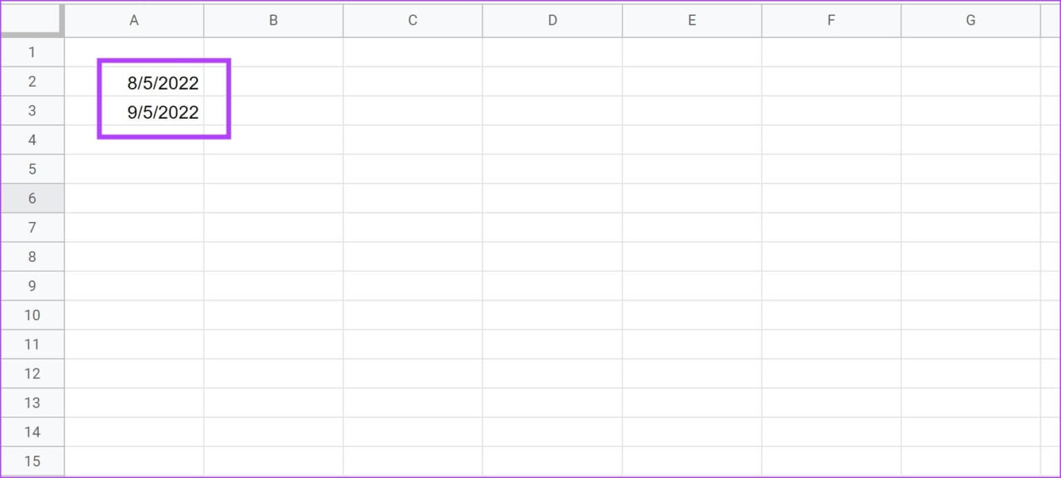 Enter-Two-Dates-with-months-apart-1536x693-1 3 طرق سهلة لإضافة التواريخ تلقائيًا في Google Sheets