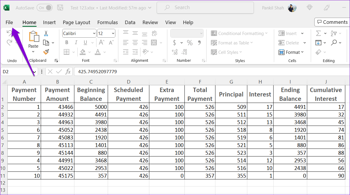 File-Menu-in-Excel كيفية استخدام سجل الإصدارات في Microsoft Excel